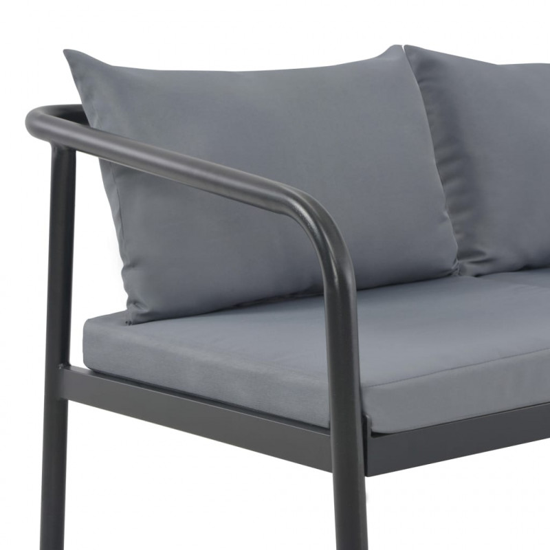 2-osobowa sofa ogrodowa z poduszkami, aluminium, szara