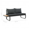 Sofa ogrodowa ze stołem i poduszkami, narożna, aluminium, WPC