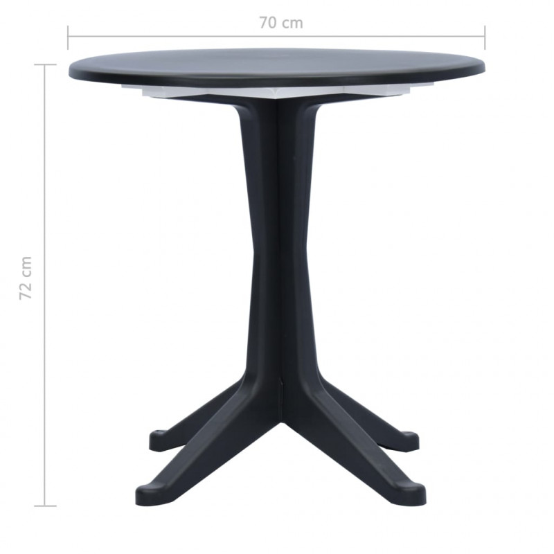 Stolik ogrodowy, 70 cm, plastikowy, antracytowy