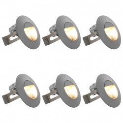 Lampy ścienne zewnętrzne LED, 6 szt., 2 W, srebrne, okrągłe