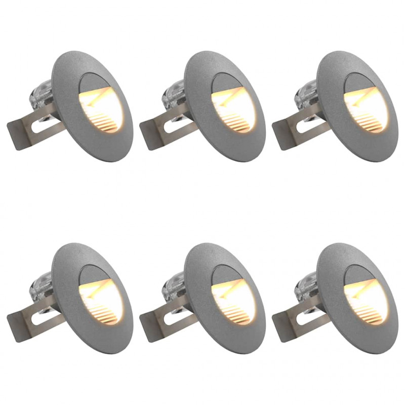 Lampy ścienne zewnętrzne LED, 6 szt., 2 W, srebrne, okrągłe