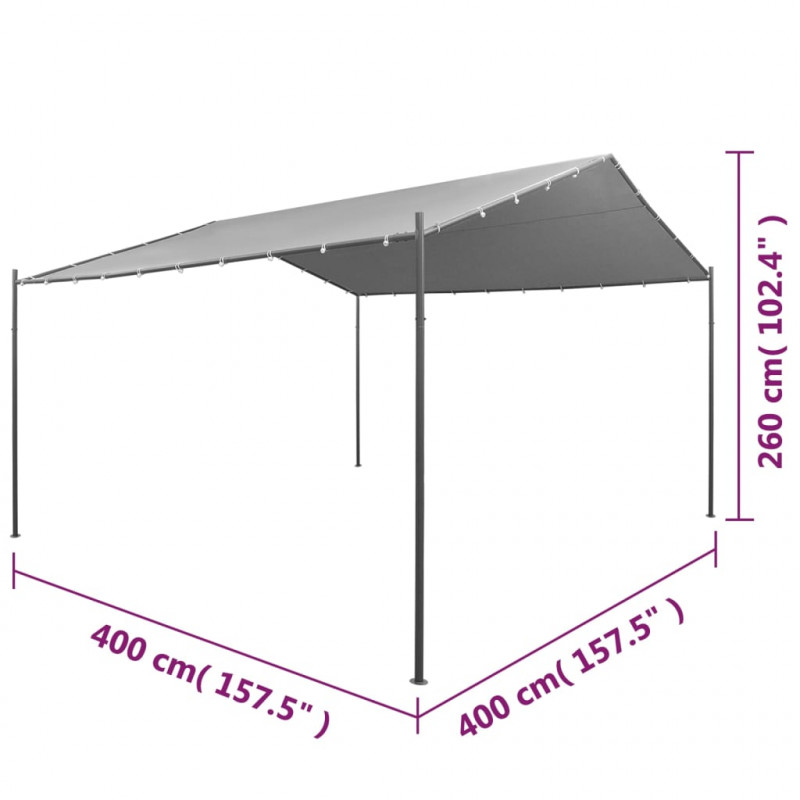Altanka ogrodowa ze stali, 400x400x260 cm, antracytowa