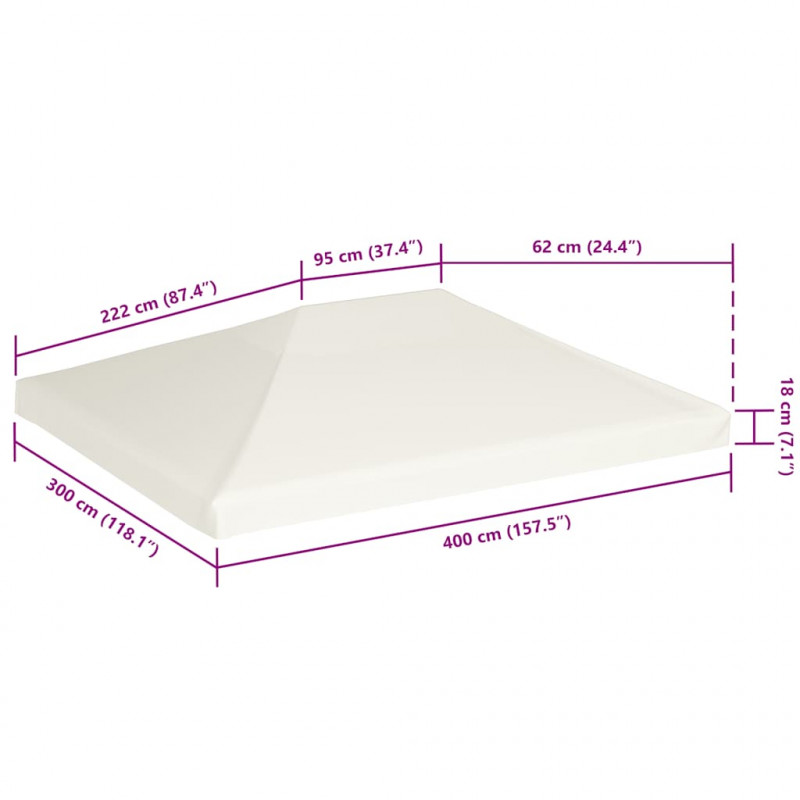 Zadaszenie altany ogrodowej, 310 g/m², 4 x 3 m, kremowe
