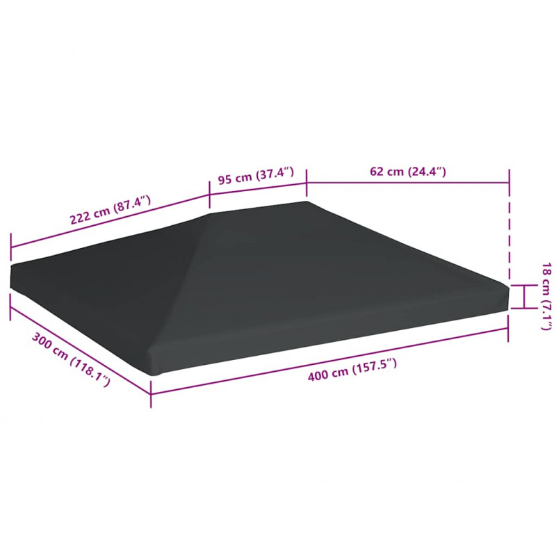 Zadaszenie altany ogrodowej, 310 g/m², 4 x 3 m, szare