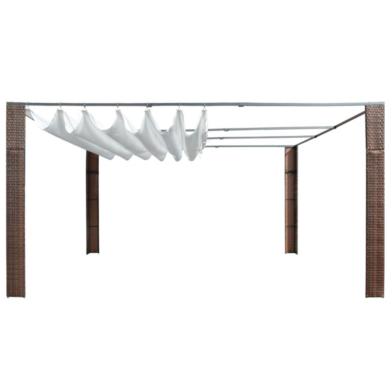 Altana z dachem, polirattan, 400x400x200cm, brązowo-kremowa