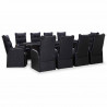 Zestaw do jedzenia na zewnątrz 11 pcs Czarny Polirattan