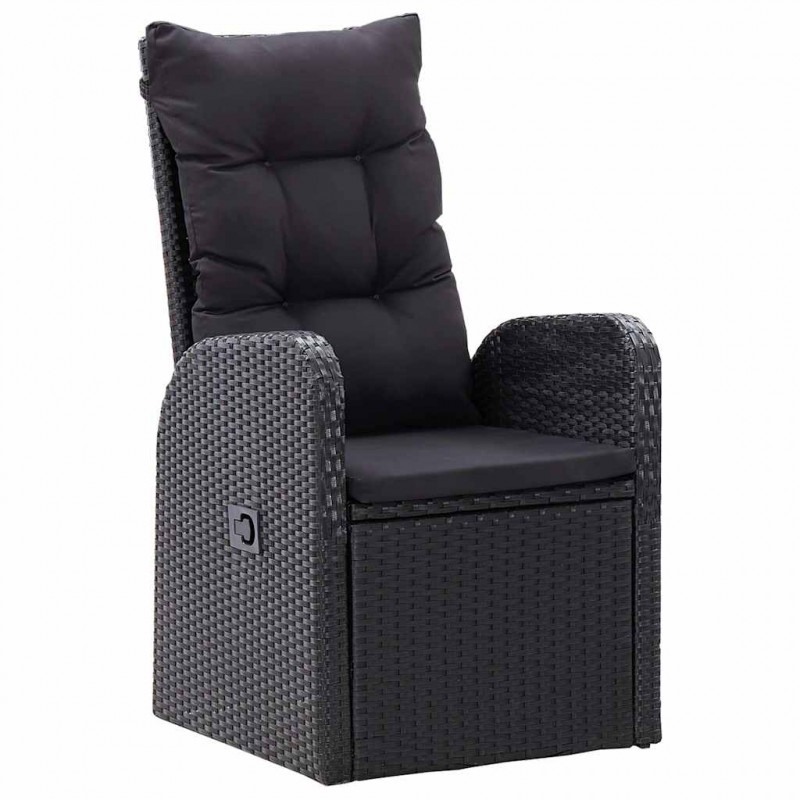 Zestaw do jedzenia na zewnątrz 11 pcs Czarny Polirattan