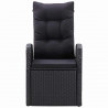 Zestaw do jedzenia na zewnątrz 11 pcs Czarny Polirattan