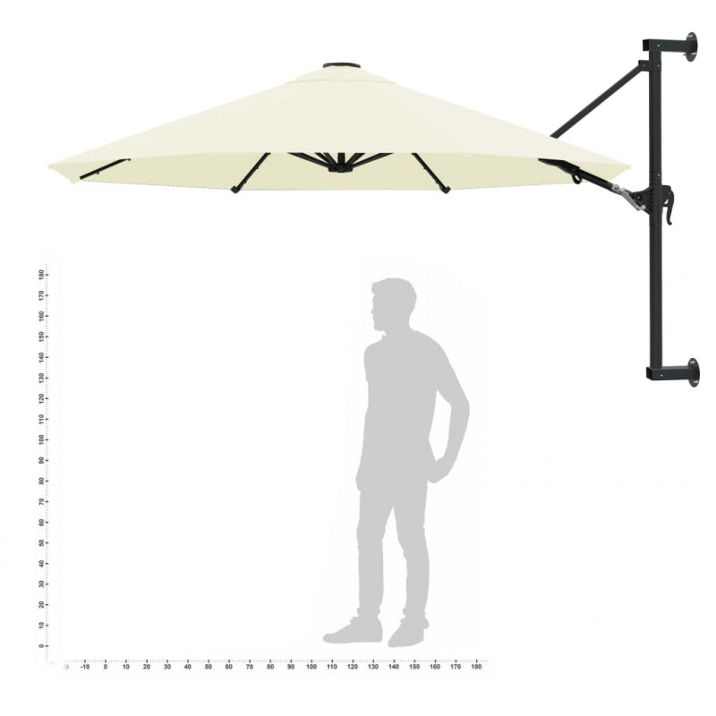 Parasol ścienny na metalowym słupku, 300 cm, piaskowy