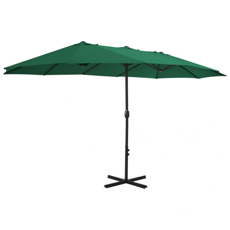 Parasol ogrodowy na słupku aluminiowym, 460 x 270 cm, zielony