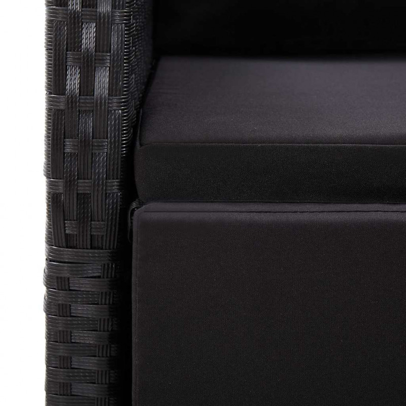 Zestaw do jedzenia na zewnątrz 11 pcs Czarny Polirattan