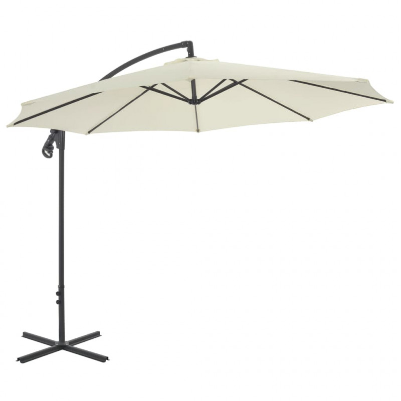 Parasol wiszący ze stalowym słupkiem, 300 cm, piaskowy