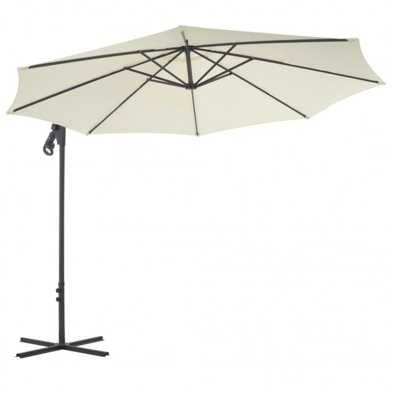 Parasol wiszący ze stalowym słupkiem, 300 cm, piaskowy