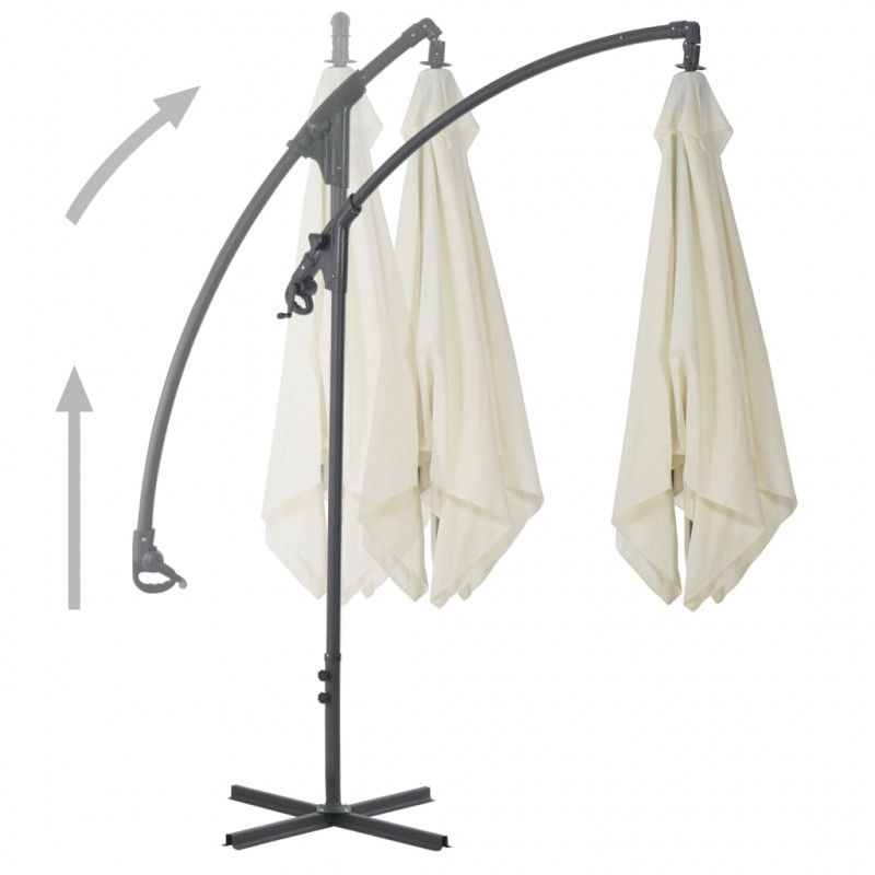 Parasol wiszący ze stalowym słupkiem, 300 cm, piaskowy