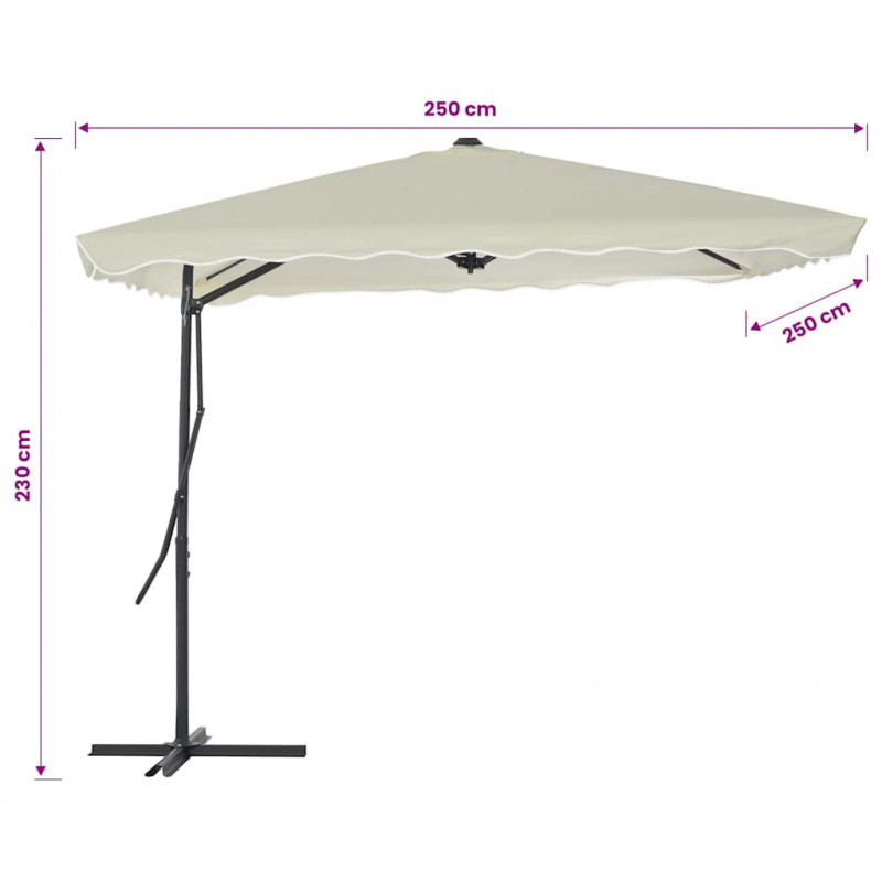 Parasol ogrodowy na słupku stalowym, 250 x 250 cm, piaskowy