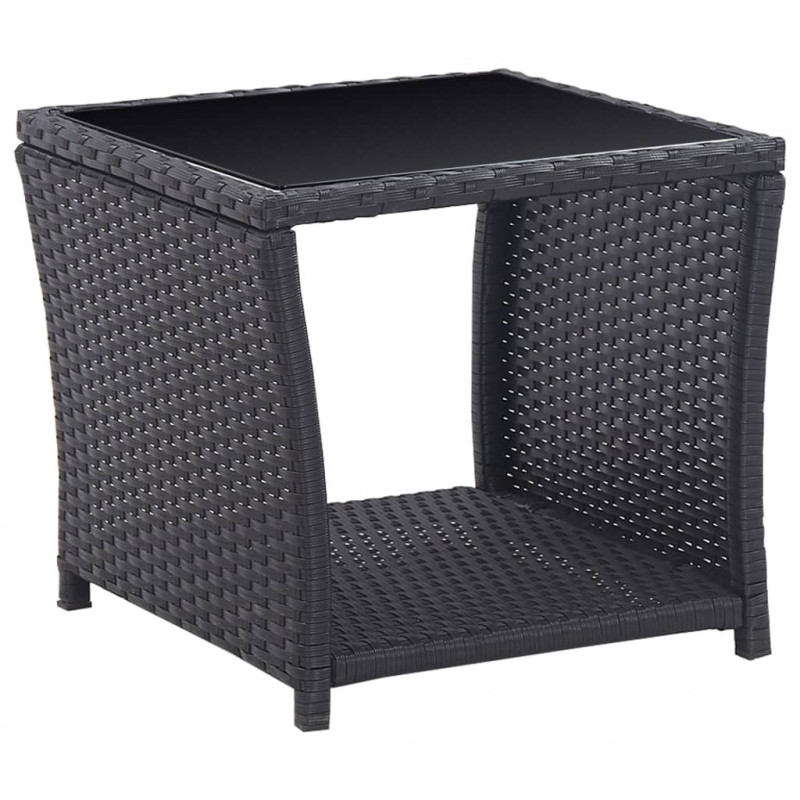 3-częściowy zestaw mebli bistro z poduszkami, rattan PE, czarny