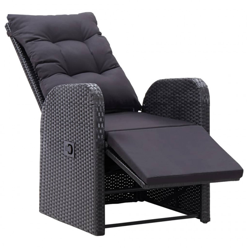 3-częściowy zestaw mebli bistro z poduszkami, rattan PE, czarny