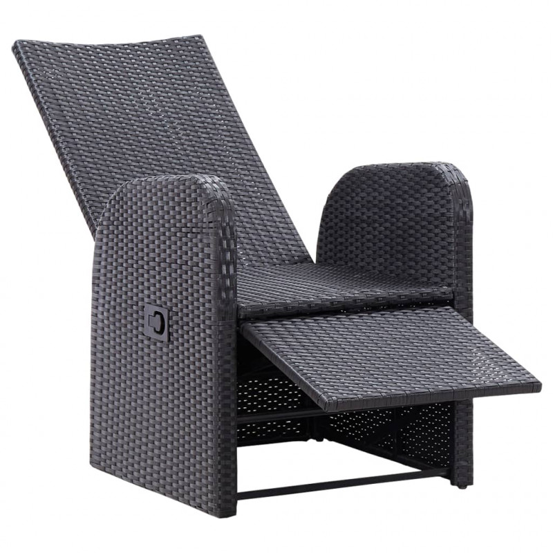 3-częściowy zestaw mebli bistro z poduszkami, rattan PE, czarny