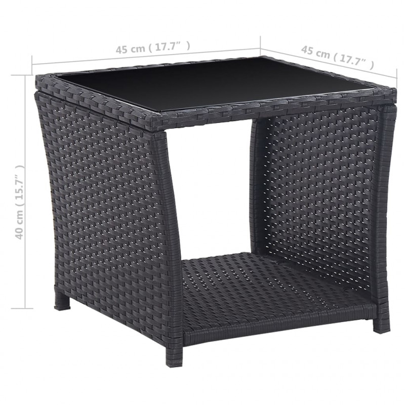 3-częściowy zestaw mebli bistro z poduszkami, rattan PE, czarny