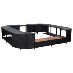 Kwadratowa obudowa spa, czarna, 268x268x55 cm, polirattan