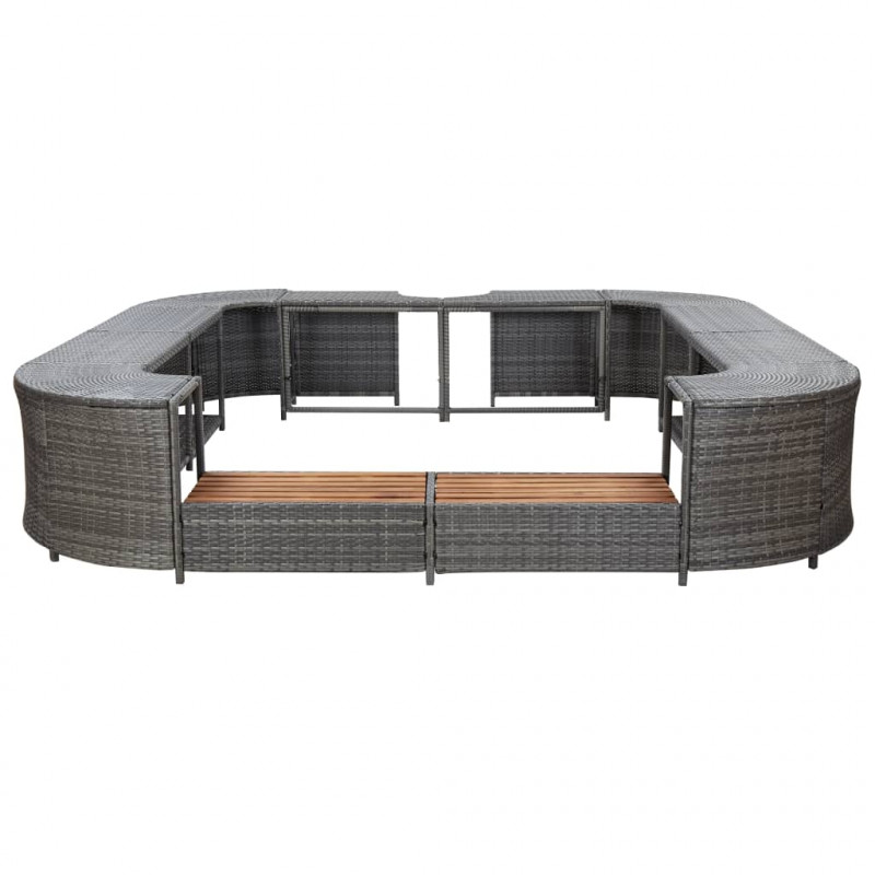 Kwadratowa obudowa spa, szara, 268x268x55 cm, polirattan