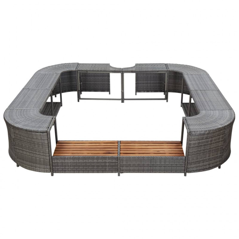 Kwadratowa obudowa spa, szara, 268x268x55 cm, polirattan