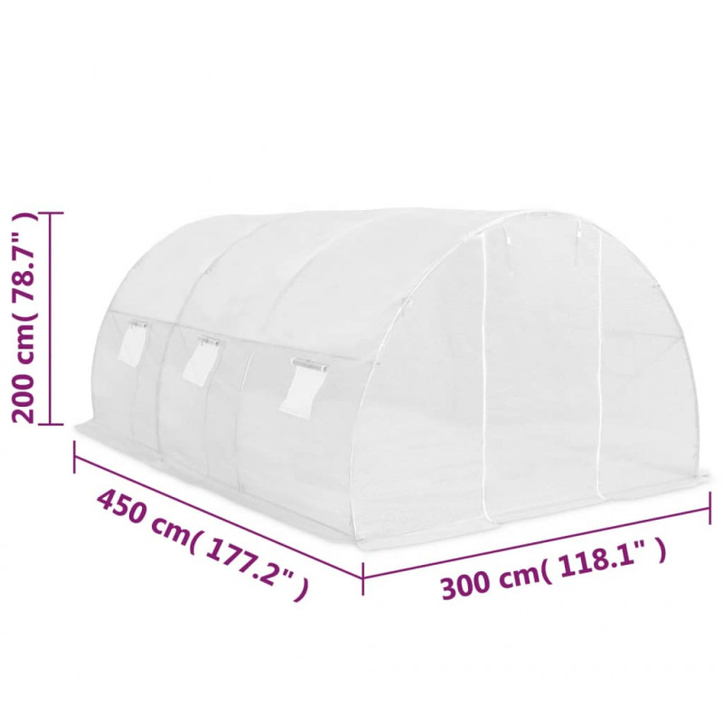 Szklarnia ogrodowa, 13,5 m², 450x300x200 cm