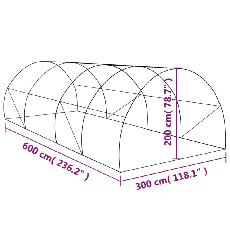 Szklarnia ogrodowa, 18 m², 600x300x200 cm