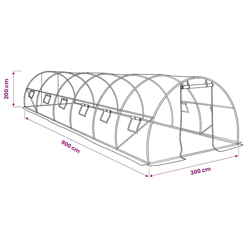 Szklarnia ogrodowa, 27 m², 900x300x200 cm