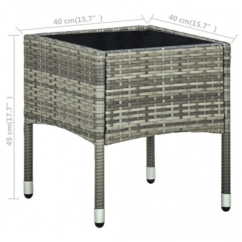 3-częściowy zestaw mebli bistro z poduszkami, rattan PE, szary