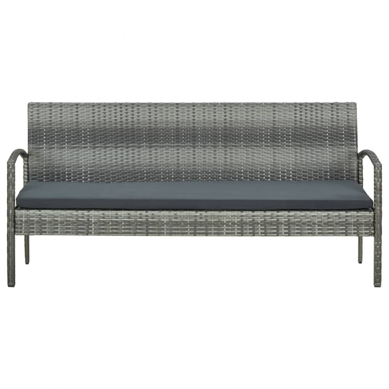 3-osobowa sofa ogrodowa z poduszką, polirattan, szara