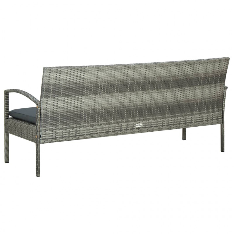 3-osobowa sofa ogrodowa z poduszką, polirattan, szara