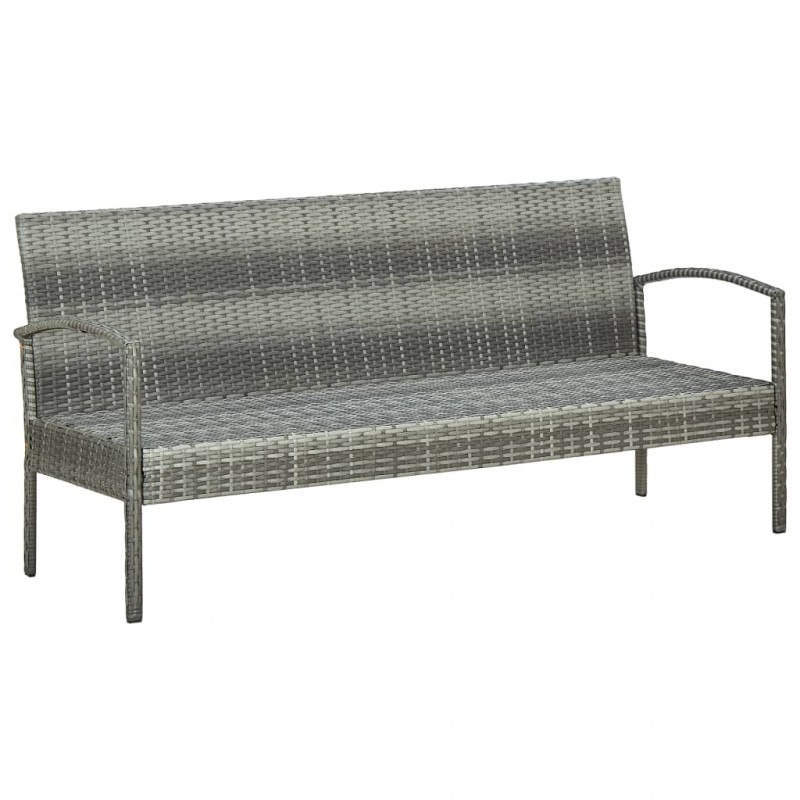 3-osobowa sofa ogrodowa z poduszką, polirattan, szara