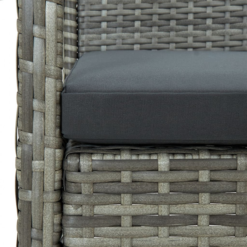 3-osobowa sofa ogrodowa z poduszką, polirattan, szara