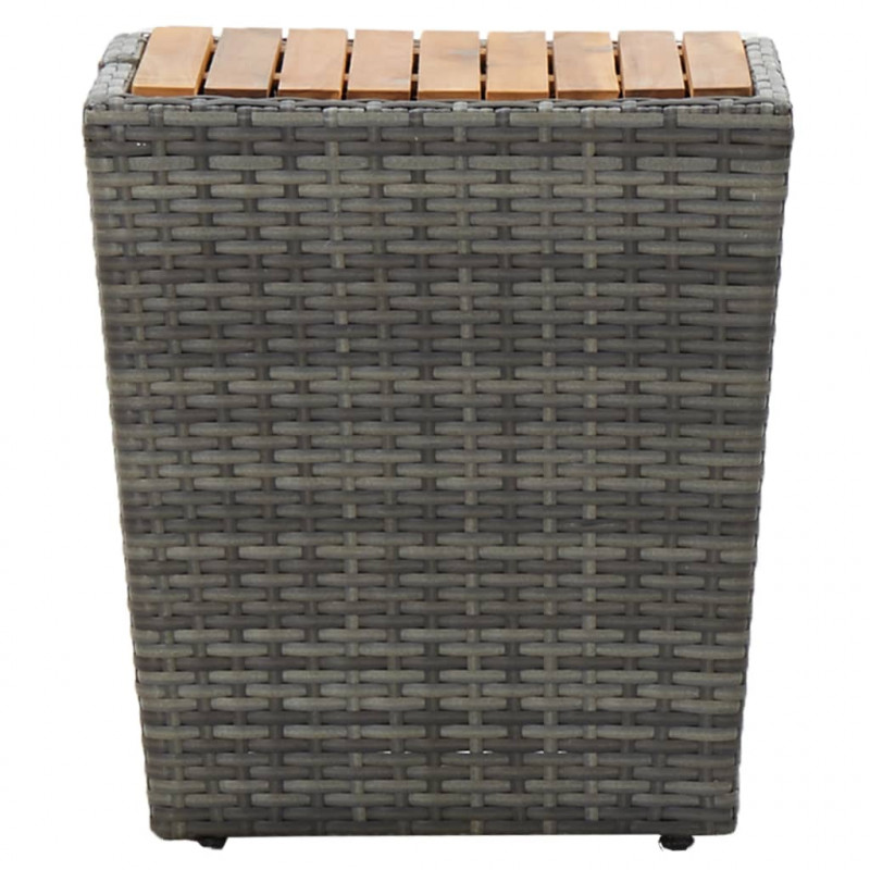Stolik herbaciany, szary, 41,5x41,5x43 cm, rattan PE i akacja