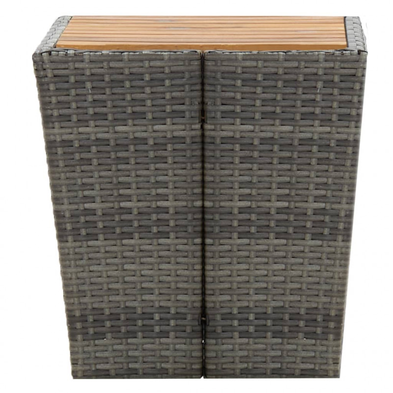 Stolik herbaciany, szary, 41,5x41,5x43 cm, rattan PE i akacja