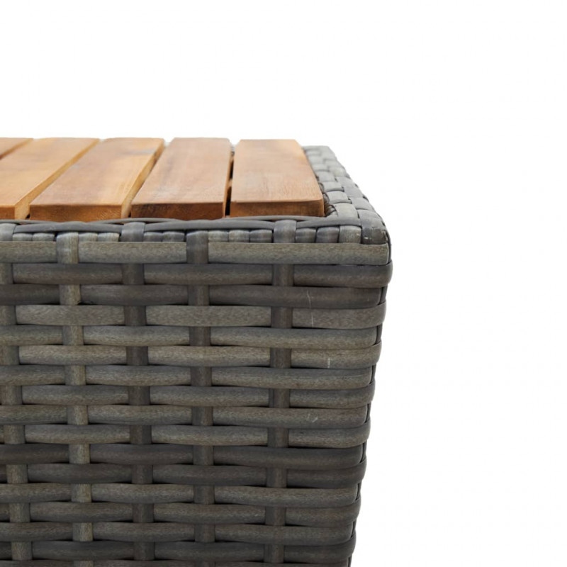 Stolik herbaciany, szary, 41,5x41,5x43 cm, rattan PE i akacja