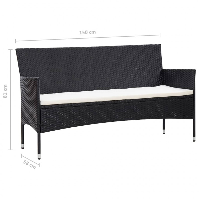 5-częściowy zestaw mebli do ogrodu, poduszki, rattan PE, czarny