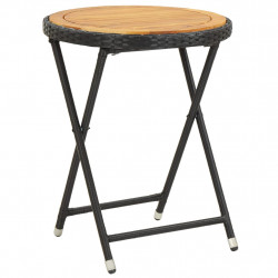 Stolik herbaciany, czarny, 60 cm, rattan PE i drewno akacjowe