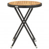 Stolik herbaciany, czarny, 60 cm, rattan PE i drewno akacjowe