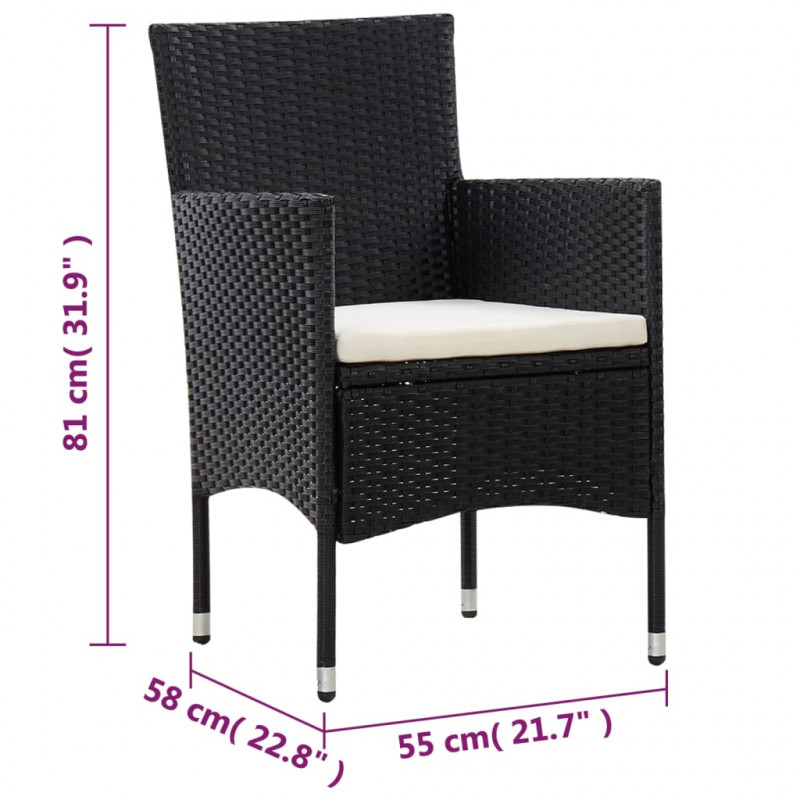 5-częściowy zestaw mebli do ogrodu, poduszki, rattan PE, czarny