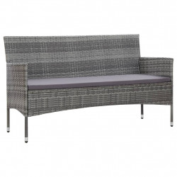 3-osobowa sofa ogrodowa z poduszkami, polirattan, szara