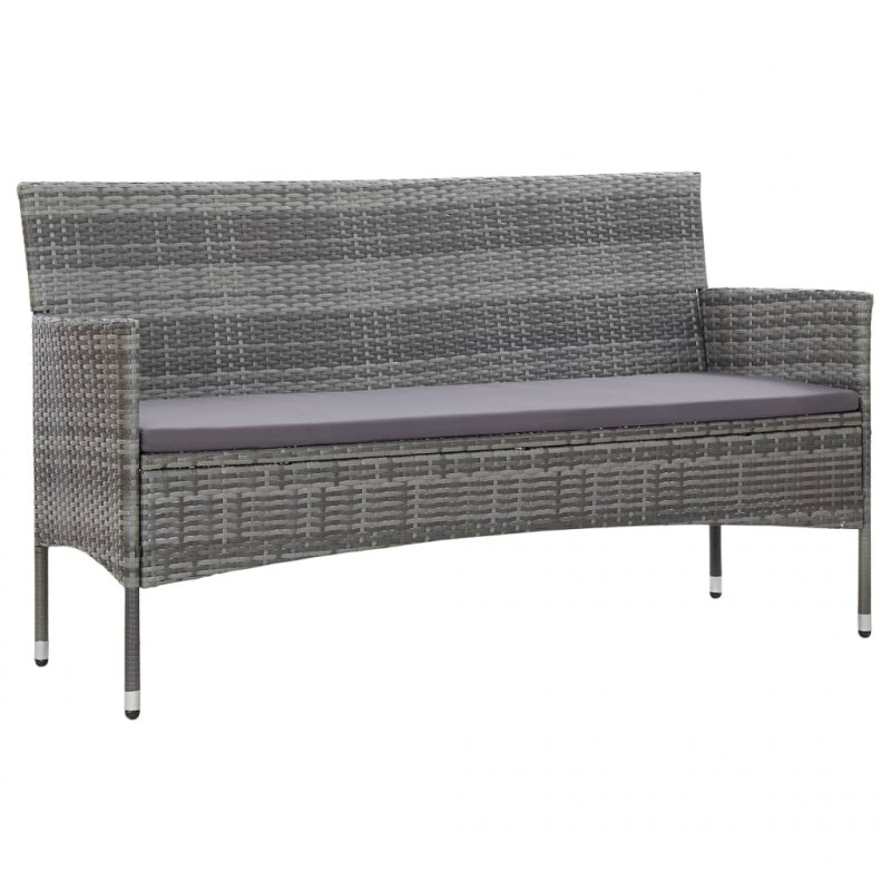 3-osobowa sofa ogrodowa z poduszkami, polirattan, szara