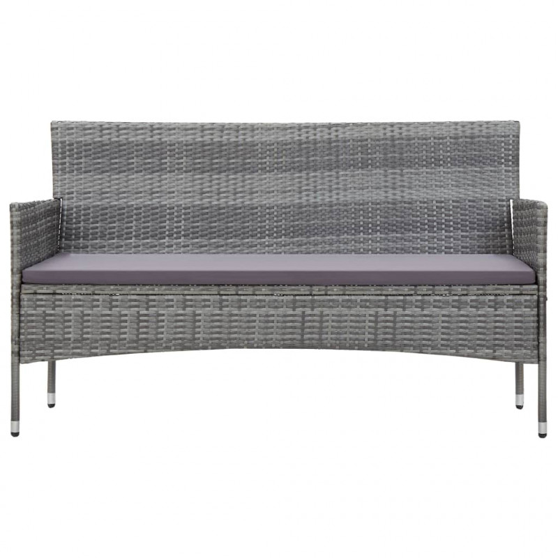 3-osobowa sofa ogrodowa z poduszkami, polirattan, szara