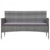 3-osobowa sofa ogrodowa z poduszkami, polirattan, szara