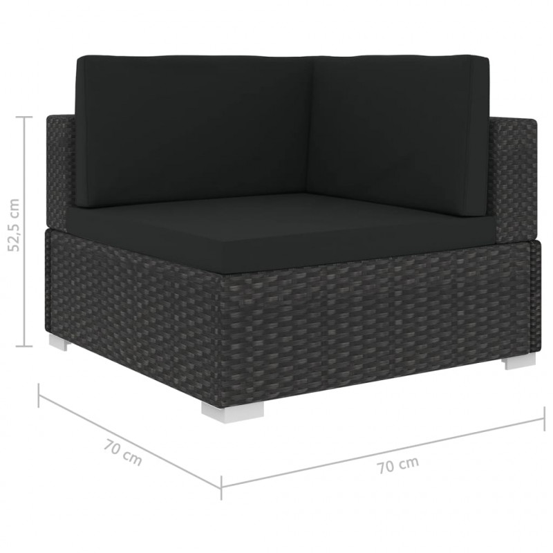 5-częściowy zestaw mebli do ogrodu, poduszki, rattan PE, czarny