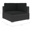 5-częściowy zestaw mebli do ogrodu, poduszki, rattan PE, czarny