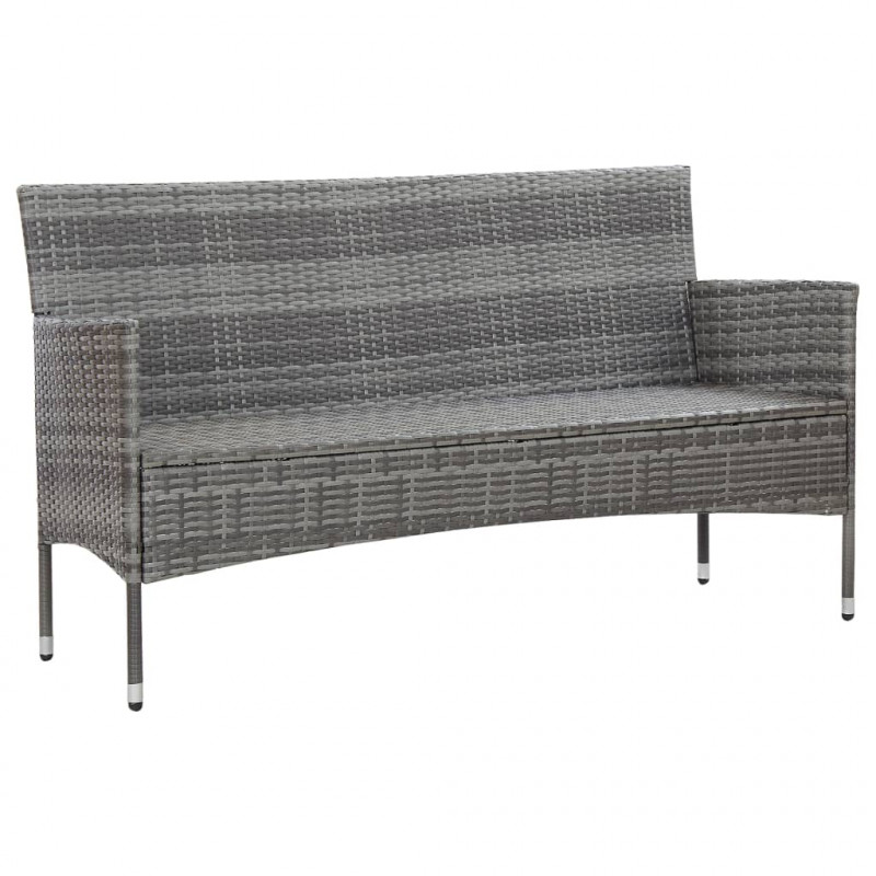 3-osobowa sofa ogrodowa z poduszkami, polirattan, szara