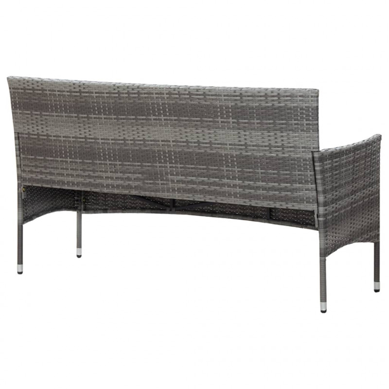 3-osobowa sofa ogrodowa z poduszkami, polirattan, szara