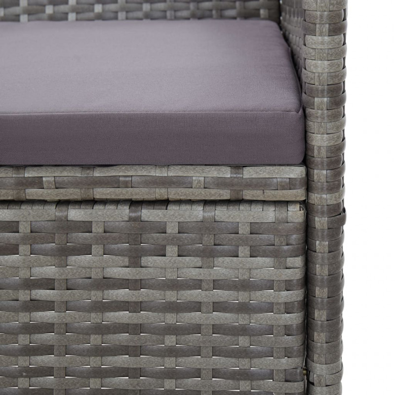 3-osobowa sofa ogrodowa z poduszkami, polirattan, szara